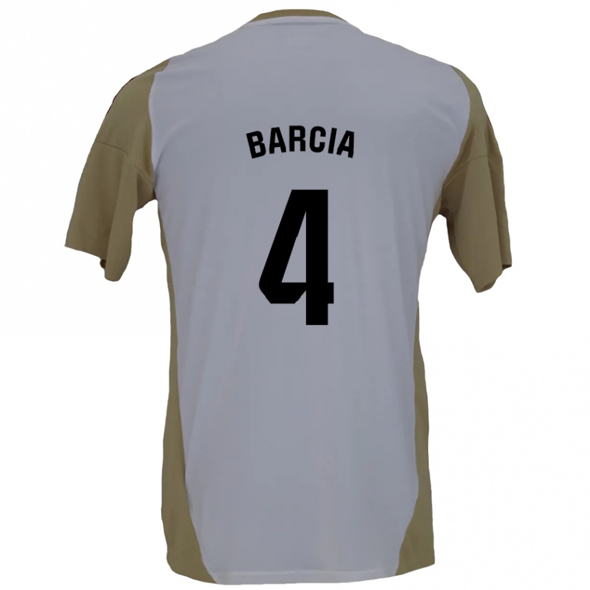 Enfant Football Maillot Sergio Barcia #4 Marron Blanc Tenues Extérieur 2024/25