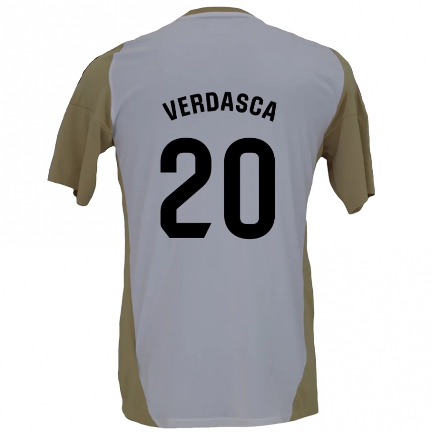 Enfant Football Maillot Diogo Verdasca #20 Marron Blanc Tenues Extérieur 2024/25