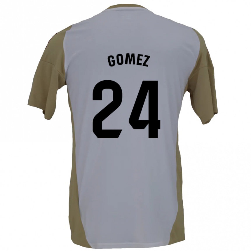 Enfant Football Maillot Jonathan Gómez #24 Marron Blanc Tenues Extérieur 2024/25