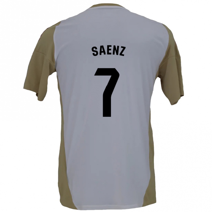 Enfant Football Maillot Raúl Sáenz #7 Marron Blanc Tenues Extérieur 2024/25