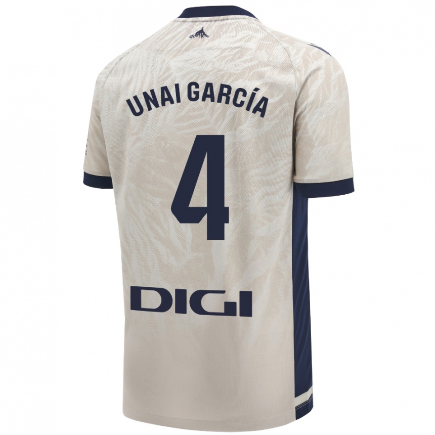 Enfant Football Maillot Unai García #4 Gris Clair Tenues Extérieur 2024/25