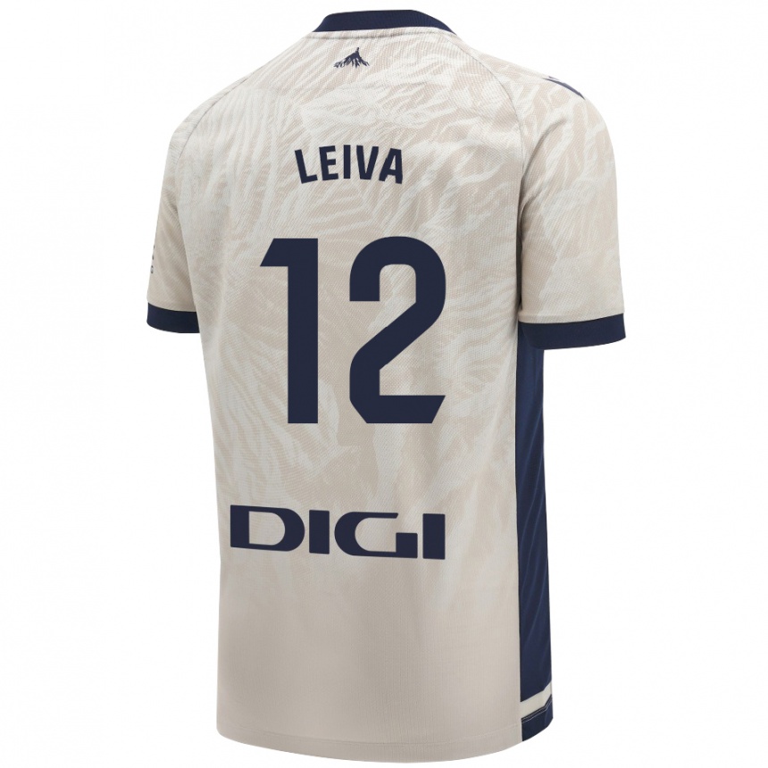 Enfant Football Maillot Álvaro Leiva #12 Gris Clair Tenues Extérieur 2024/25