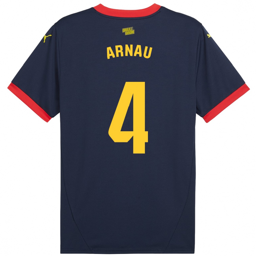 Enfant Football Maillot Arnau Martínez #4 Bleu Marine Rouge Tenues Extérieur 2024/25