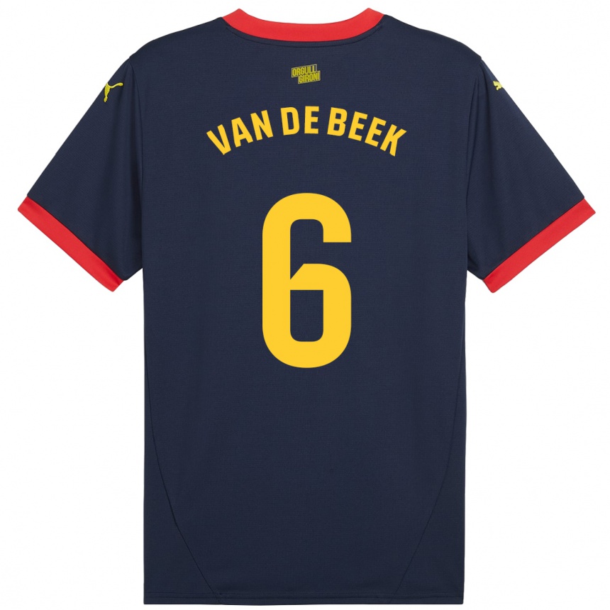 Enfant Football Maillot Donny Van De Beek #6 Bleu Marine Rouge Tenues Extérieur 2024/25