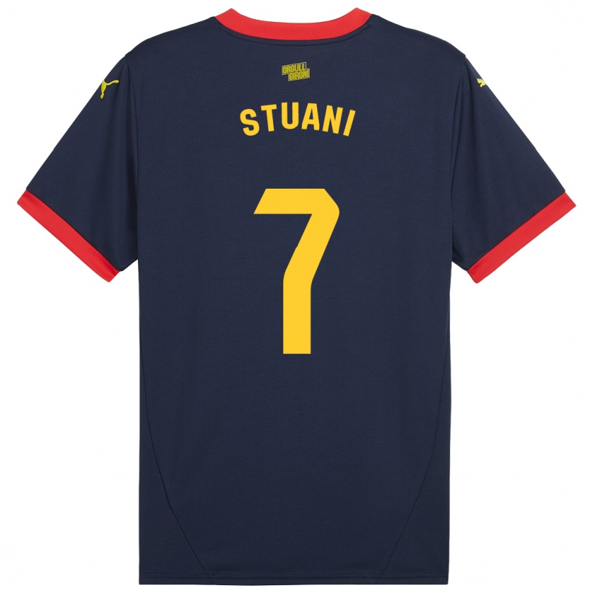 Enfant Football Maillot Cristhian Stuani #7 Bleu Marine Rouge Tenues Extérieur 2024/25