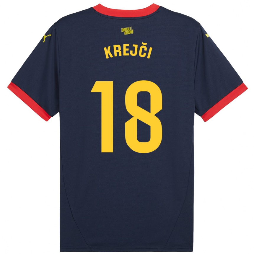 Enfant Football Maillot Ladislav Krejci #18 Bleu Marine Rouge Tenues Extérieur 2024/25