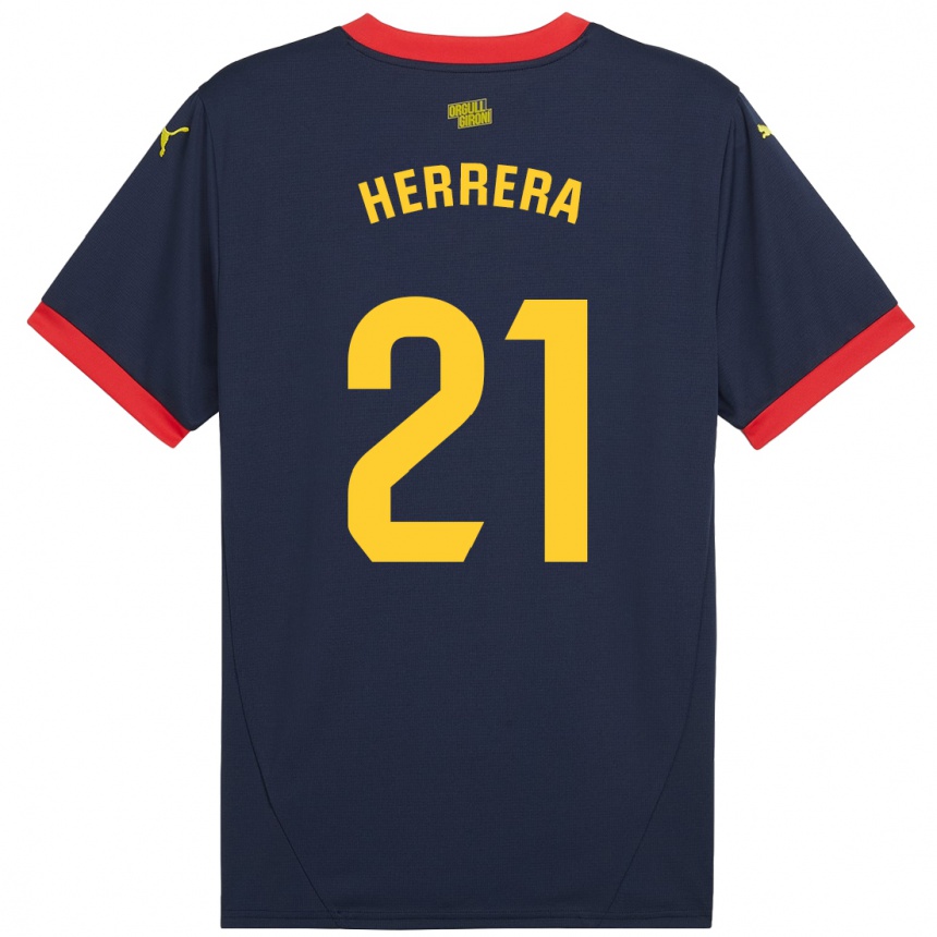 Enfant Football Maillot Yangel Herrera #21 Bleu Marine Rouge Tenues Extérieur 2024/25