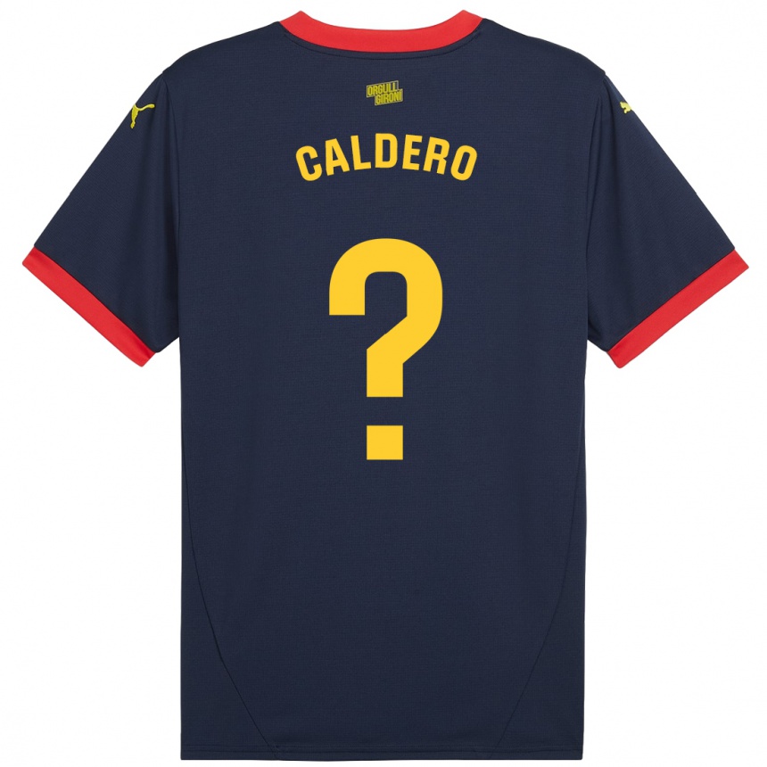 Enfant Football Maillot Nil Caldero #0 Bleu Marine Rouge Tenues Extérieur 2024/25