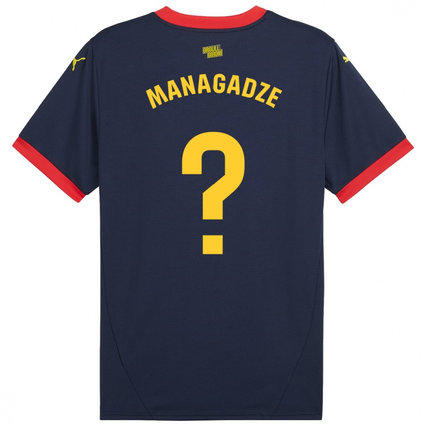 Enfant Football Maillot Luka Managadze #0 Bleu Marine Rouge Tenues Extérieur 2024/25