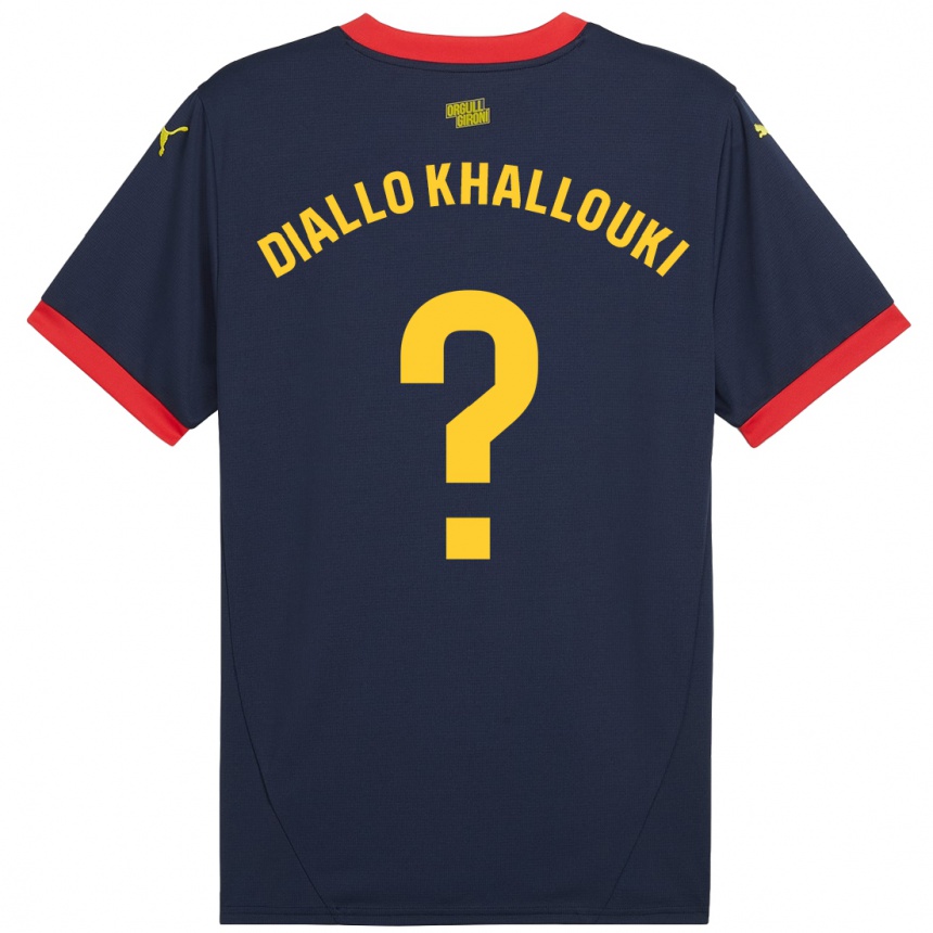 Enfant Football Maillot Siaka Diallo Khallouki #0 Bleu Marine Rouge Tenues Extérieur 2024/25