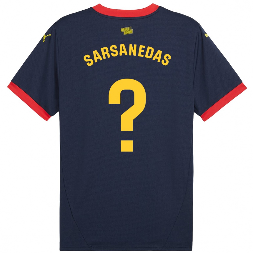 Enfant Football Maillot Joao Sarsanedas #0 Bleu Marine Rouge Tenues Extérieur 2024/25