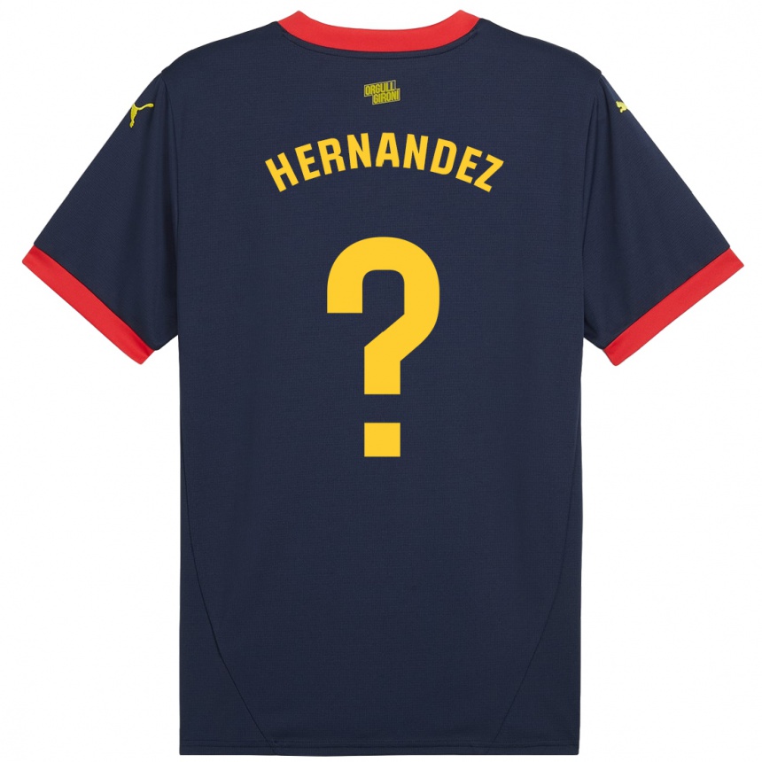 Enfant Football Maillot Guillem Hernández #0 Bleu Marine Rouge Tenues Extérieur 2024/25