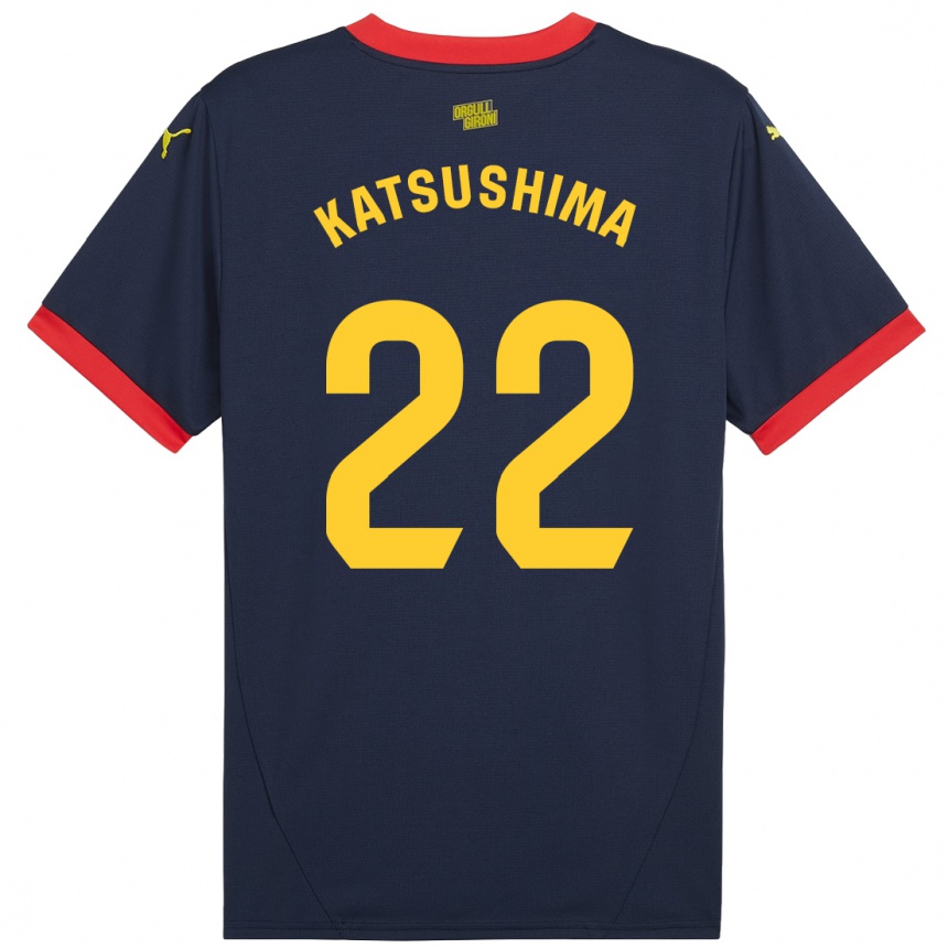 Enfant Football Maillot Shinnosuke Katsushima #22 Bleu Marine Rouge Tenues Extérieur 2024/25