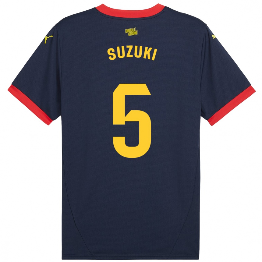 Enfant Football Maillot Wadi Ibrahim Suzuki #5 Bleu Marine Rouge Tenues Extérieur 2024/25