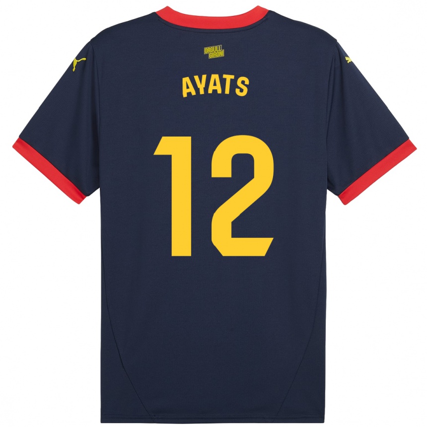 Enfant Football Maillot Mònica Ayats #12 Bleu Marine Rouge Tenues Extérieur 2024/25