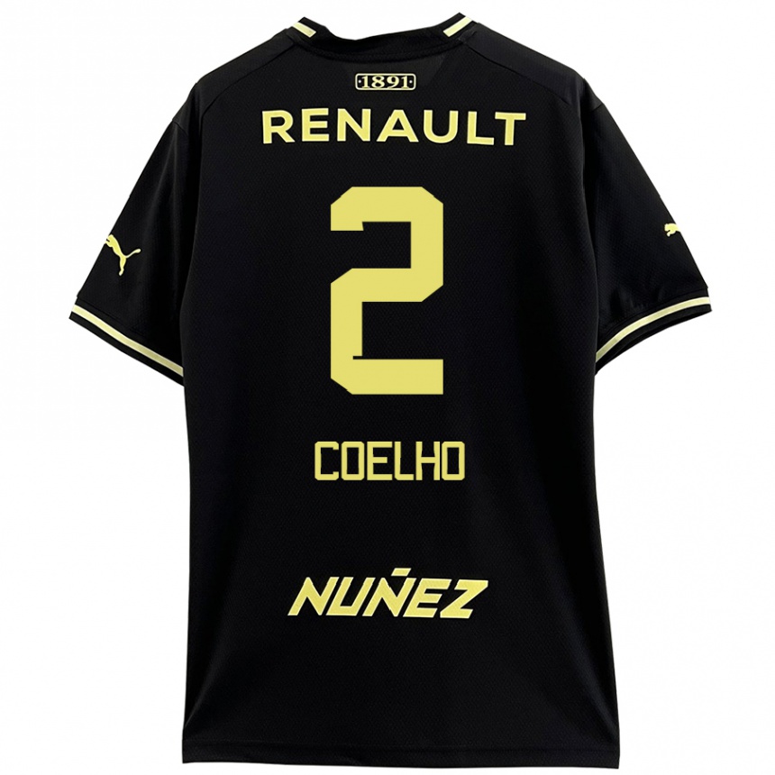 Enfant Football Maillot Léo Coelho #2 Noir Jaune Tenues Extérieur 2024/25