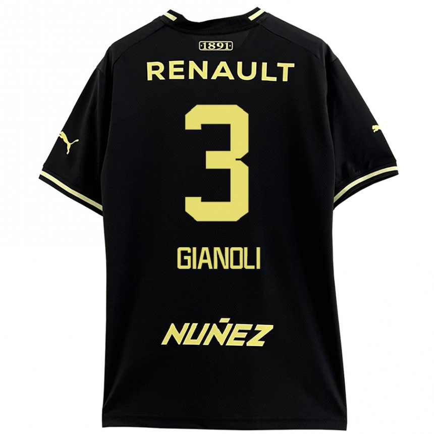 Enfant Football Maillot Martín Gianoli #3 Noir Jaune Tenues Extérieur 2024/25