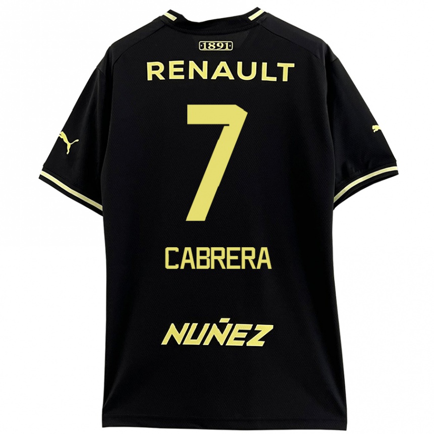 Enfant Football Maillot Javier Cabrera #7 Noir Jaune Tenues Extérieur 2024/25