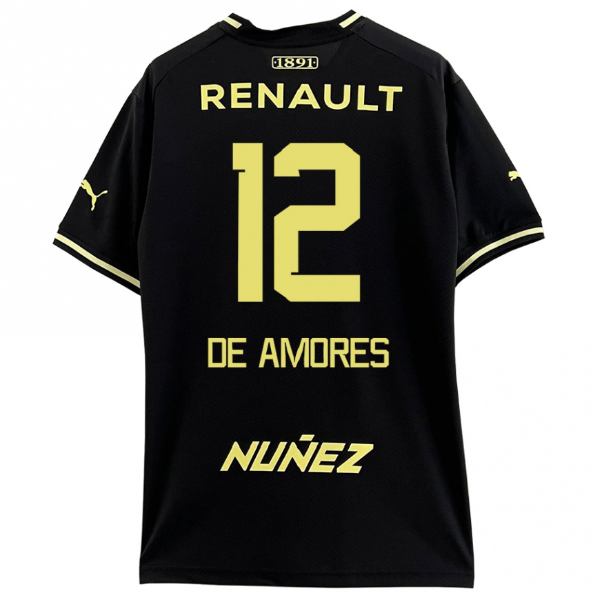 Enfant Football Maillot Guillermo De Amores #12 Noir Jaune Tenues Extérieur 2024/25