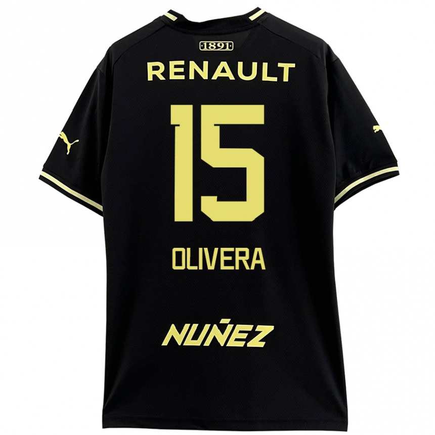 Enfant Football Maillot Maximiliano Olivera #15 Noir Jaune Tenues Extérieur 2024/25