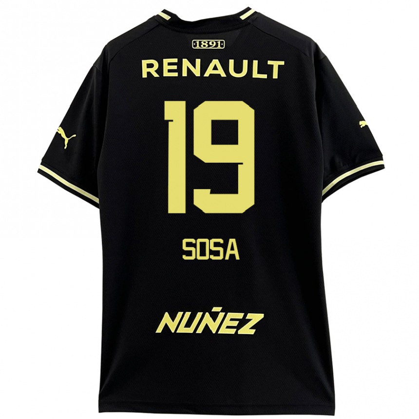 Enfant Football Maillot Diego Sosa #19 Noir Jaune Tenues Extérieur 2024/25