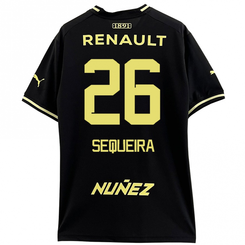 Enfant Football Maillot Leonardo Sequeira #26 Noir Jaune Tenues Extérieur 2024/25