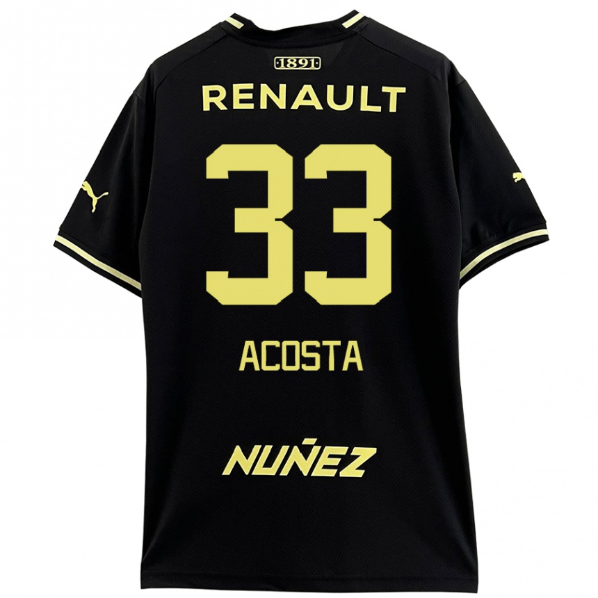 Enfant Football Maillot Nahuel Acosta #33 Noir Jaune Tenues Extérieur 2024/25