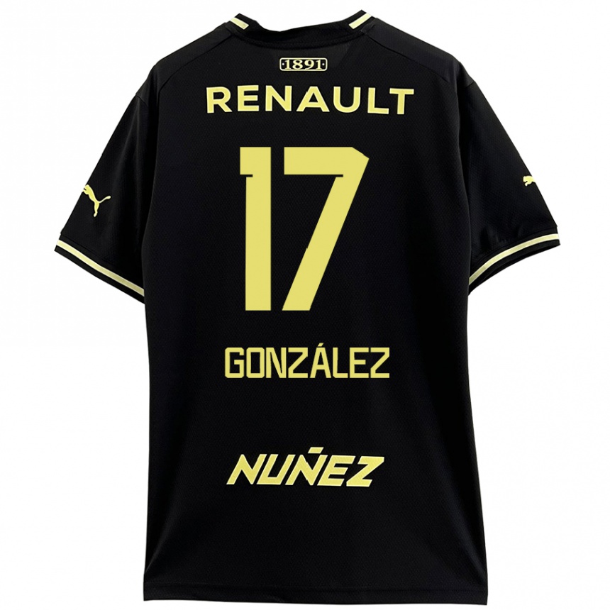 Enfant Football Maillot Luciano González #17 Noir Jaune Tenues Extérieur 2024/25