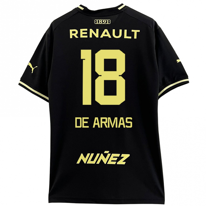 Enfant Football Maillot Nahuel De Armas #18 Noir Jaune Tenues Extérieur 2024/25