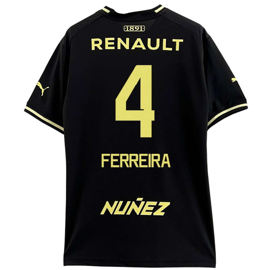 Enfant Football Maillot Joaquín Ferreira #4 Noir Jaune Tenues Extérieur 2024/25