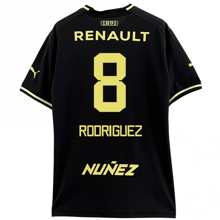 Enfant Football Maillot Sebastián Rodríguez #8 Noir Jaune Tenues Extérieur 2024/25