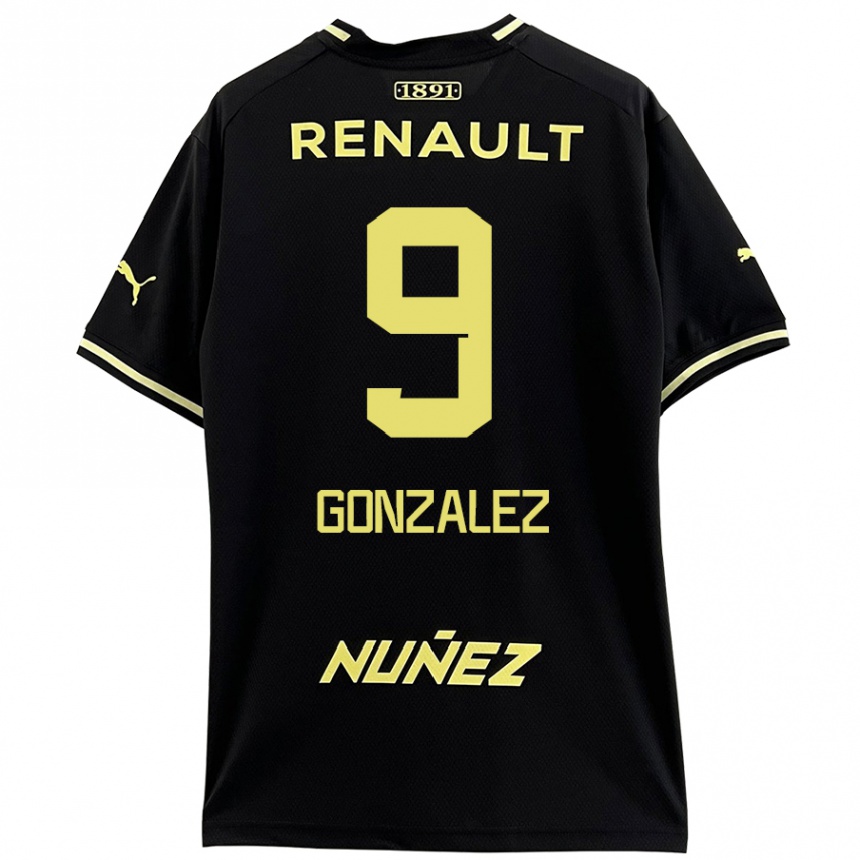 Enfant Football Maillot Franco González #9 Noir Jaune Tenues Extérieur 2024/25