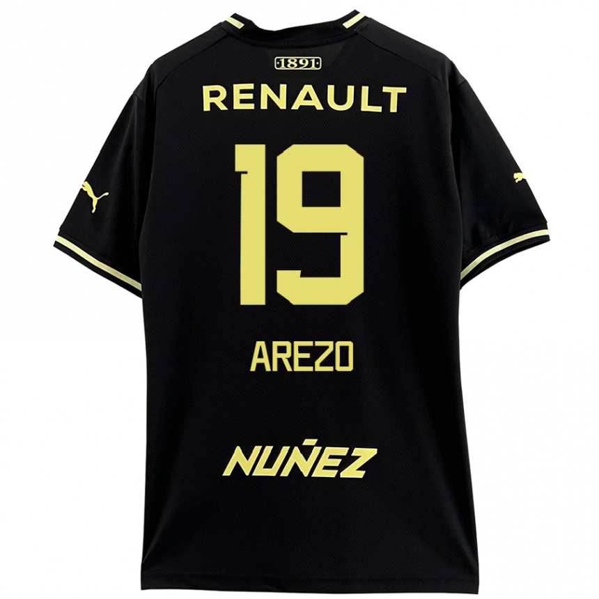 Enfant Football Maillot Matías Arezo #19 Noir Jaune Tenues Extérieur 2024/25