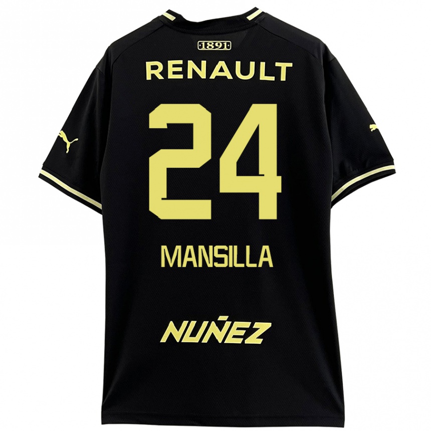 Enfant Football Maillot Brian Mansilla #24 Noir Jaune Tenues Extérieur 2024/25