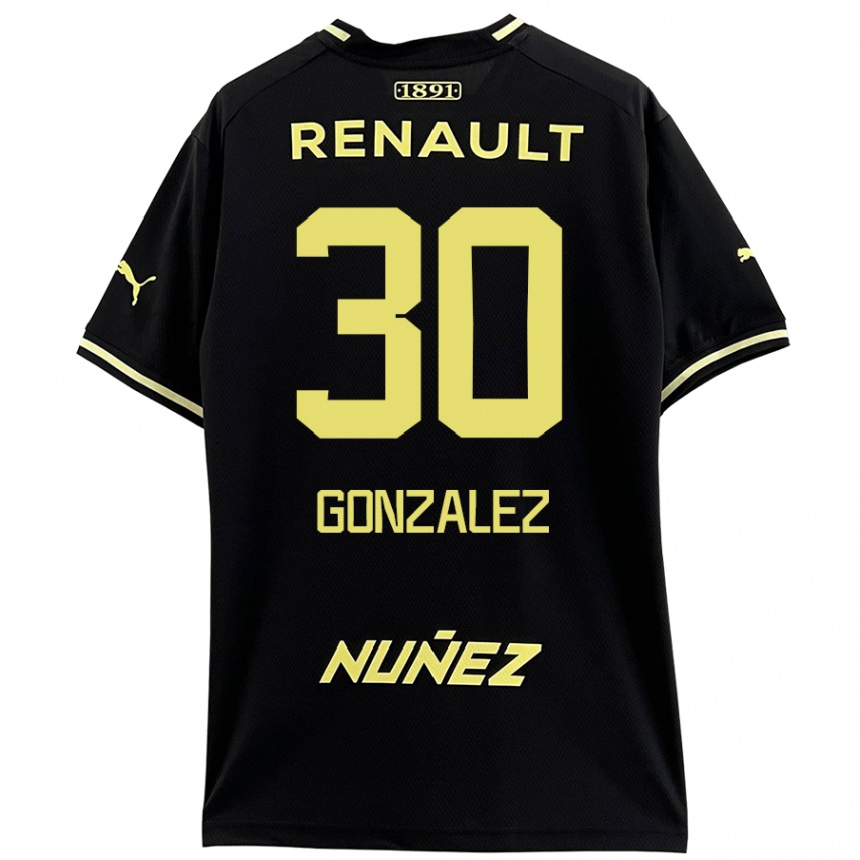 Enfant Football Maillot Ángel González #30 Noir Jaune Tenues Extérieur 2024/25