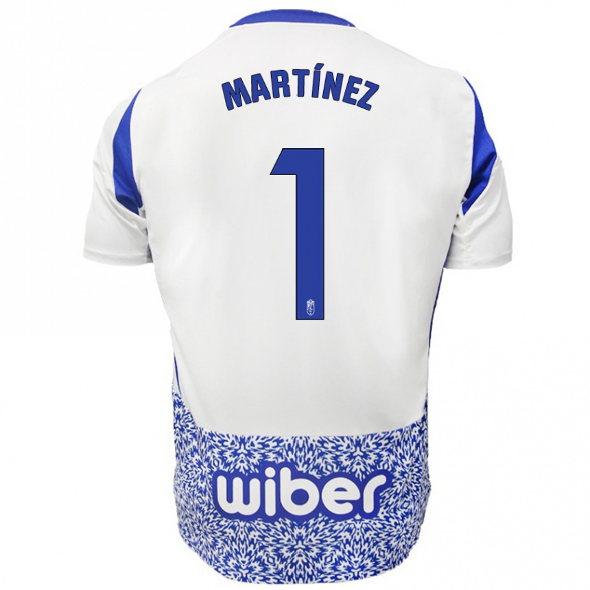 Enfant Football Maillot Marc Martínez #1 Blanc Bleu Tenues Extérieur 2024/25