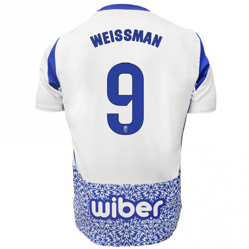 Enfant Football Maillot Shon Weissman #9 Blanc Bleu Tenues Extérieur 2024/25