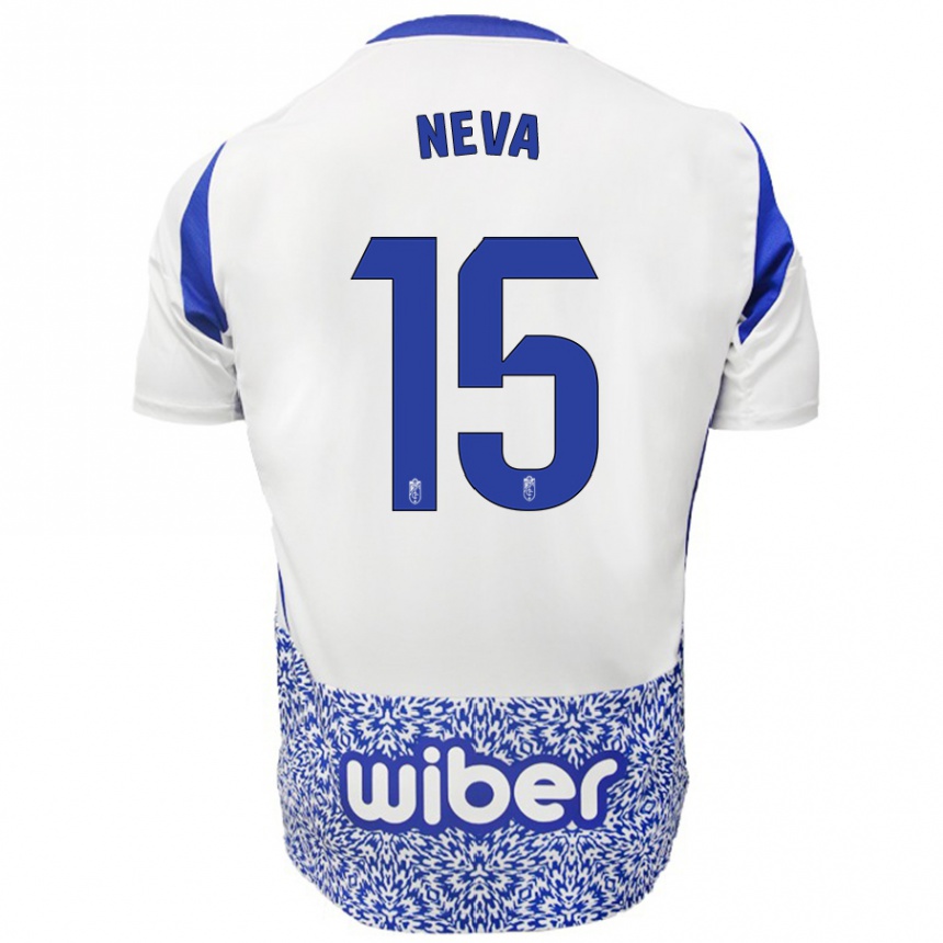 Enfant Football Maillot Carlos Neva #15 Blanc Bleu Tenues Extérieur 2024/25