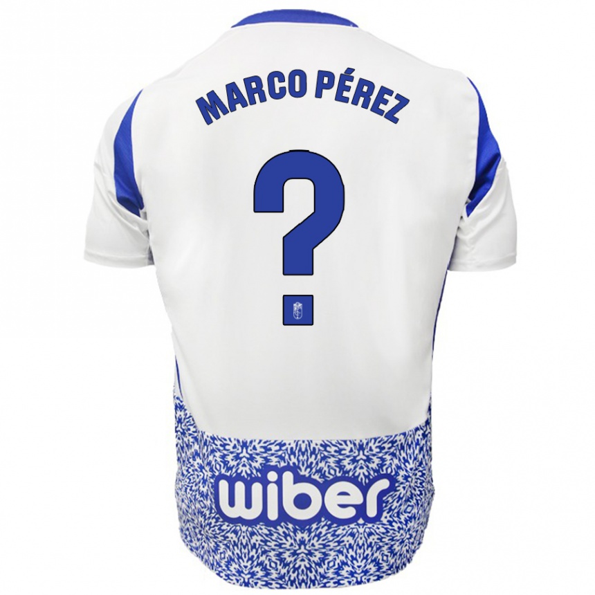 Enfant Football Maillot Marco Pérez #0 Blanc Bleu Tenues Extérieur 2024/25