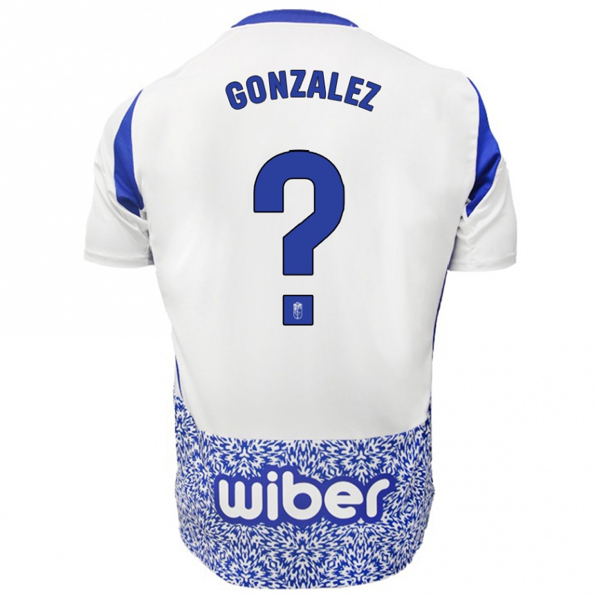 Enfant Football Maillot Paco González #0 Blanc Bleu Tenues Extérieur 2024/25