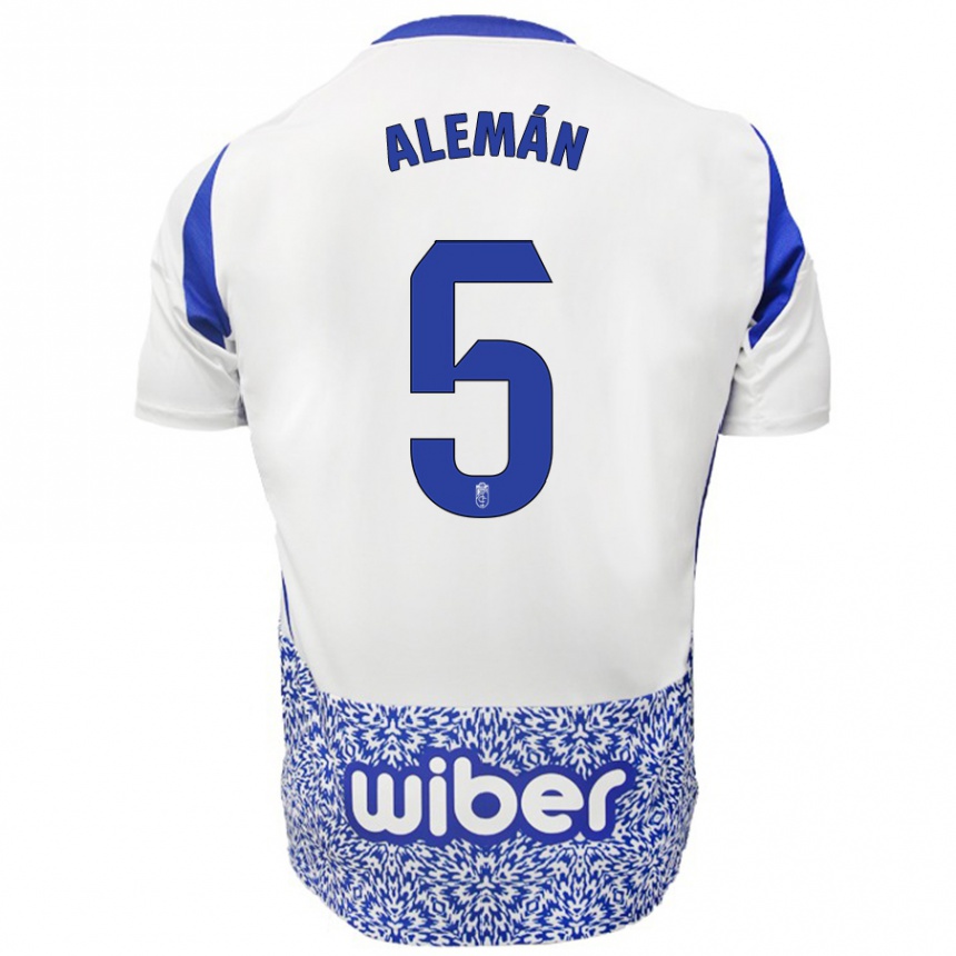 Enfant Football Maillot Carlos Alemán #5 Blanc Bleu Tenues Extérieur 2024/25