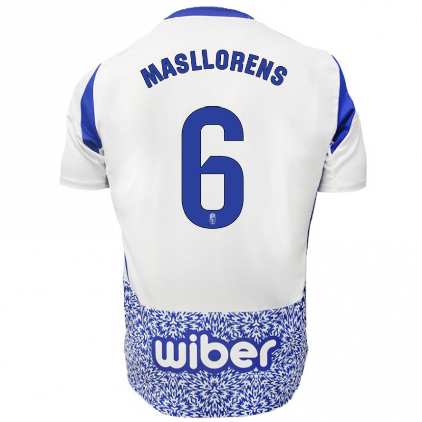 Enfant Football Maillot José Masllorens #6 Blanc Bleu Tenues Extérieur 2024/25