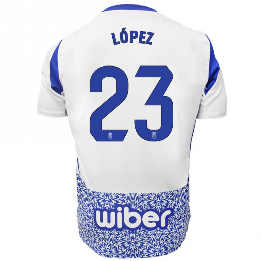 Enfant Football Maillot Diego López #23 Blanc Bleu Tenues Extérieur 2024/25