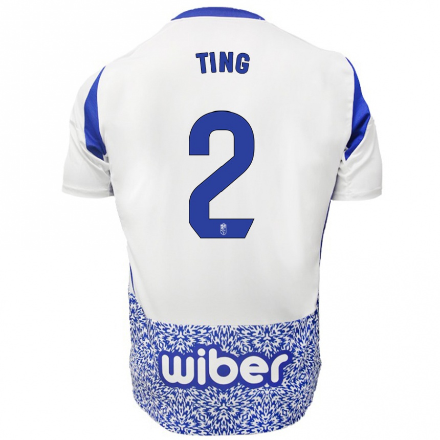 Enfant Football Maillot Xie Ting #2 Blanc Bleu Tenues Extérieur 2024/25