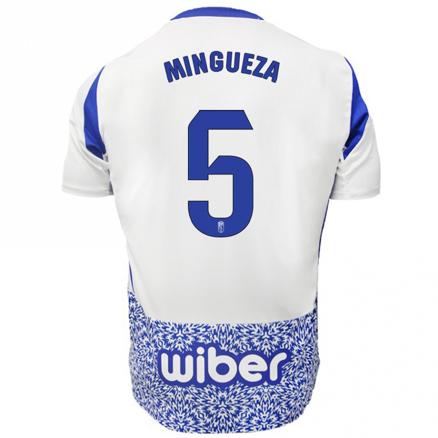 Enfant Football Maillot Ariadna Mingueza #5 Blanc Bleu Tenues Extérieur 2024/25