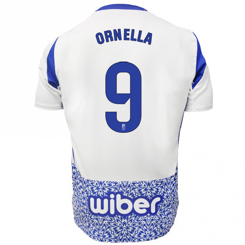 Enfant Football Maillot Ornella María Vignola Cabot #9 Blanc Bleu Tenues Extérieur 2024/25