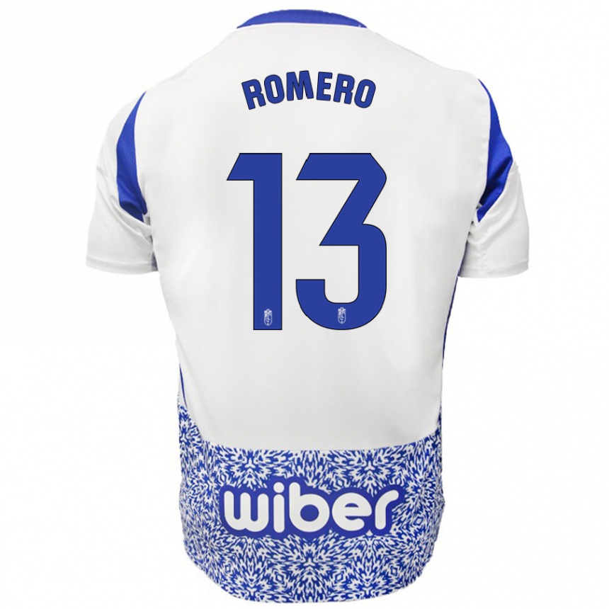 Enfant Football Maillot Andrea Romero #13 Blanc Bleu Tenues Extérieur 2024/25