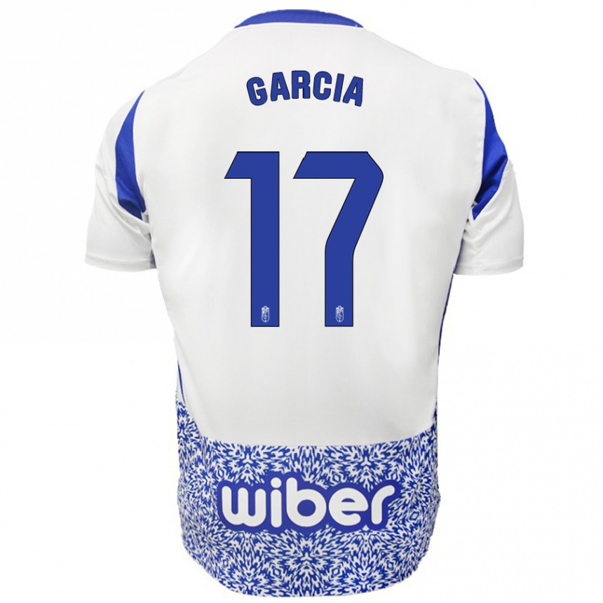 Enfant Football Maillot Naima García #17 Blanc Bleu Tenues Extérieur 2024/25