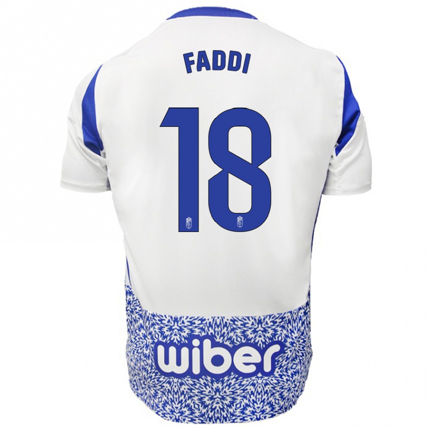 Enfant Football Maillot Inés Faddi #18 Blanc Bleu Tenues Extérieur 2024/25