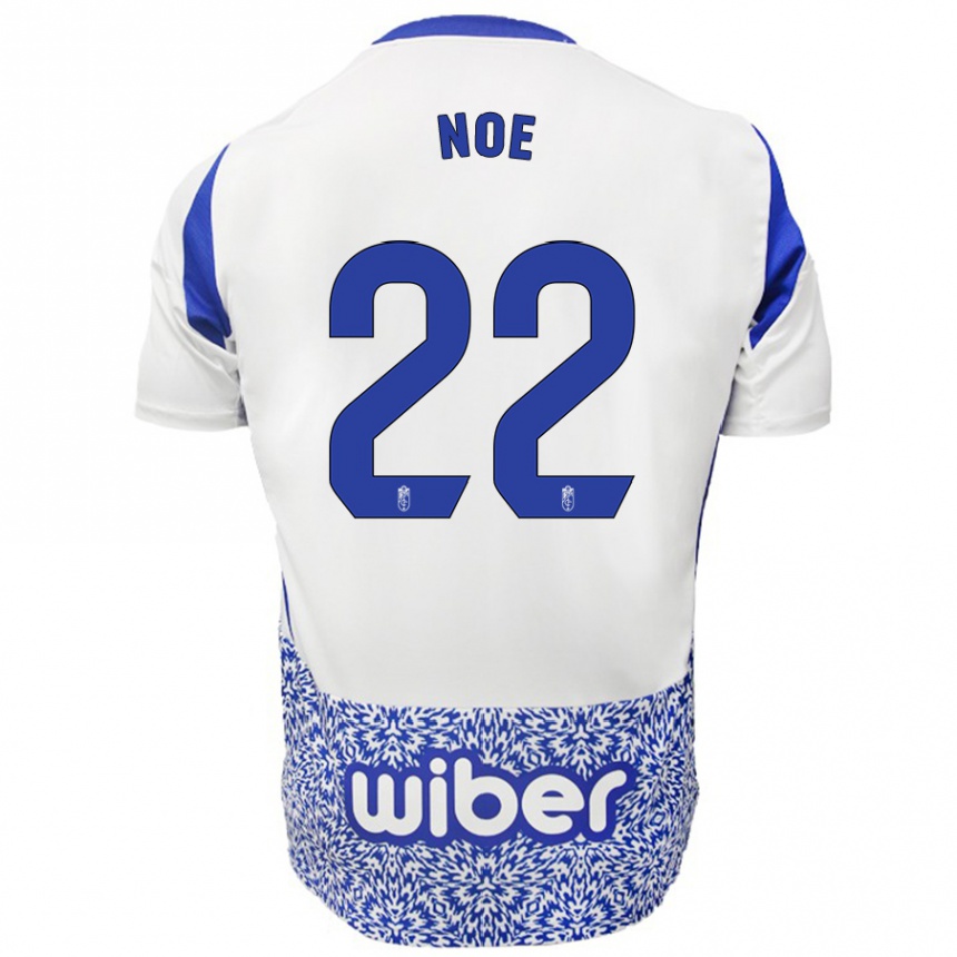 Enfant Football Maillot Noe #22 Blanc Bleu Tenues Extérieur 2024/25